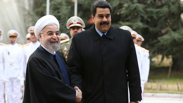 Maduro con el presidente iraní, Hassan Rohani