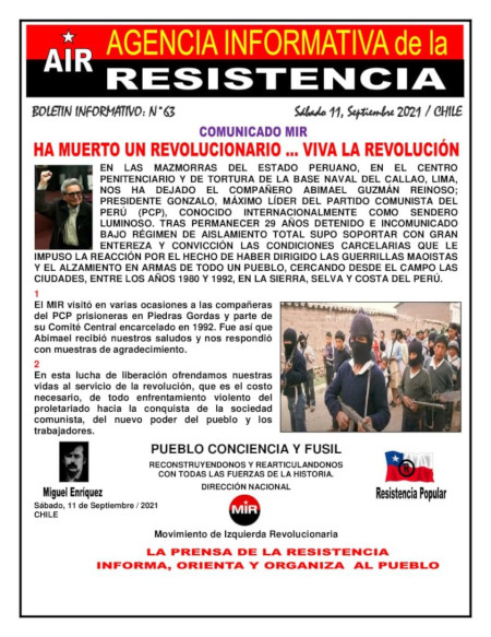 MURIO EL DOCTOR ABIMAEL GUZMÁN, FUNDADOR Y DIRIGENTE DEL PARTIDO COMUNISTA DEL PERÚ. (Sendero Luminoso)...