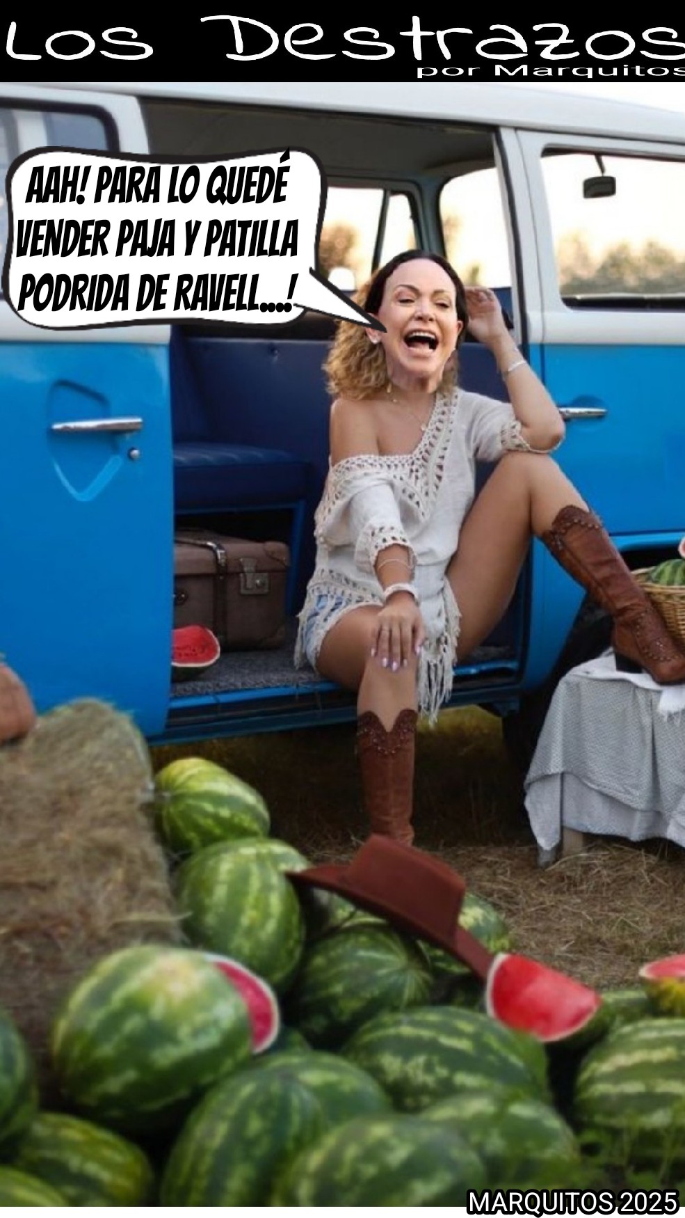 Los Destrazos por Marquitos: La SAYONA MARICORI consiguió trabajo de vendedora de patilla podrida y paja...