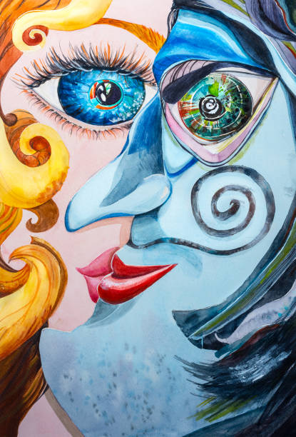 Two faces villain and beauty look at each other Two faces villain and beauty look at each other